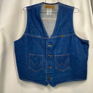 VTG Wrangler denim western vest w/ front pockets sz XXL